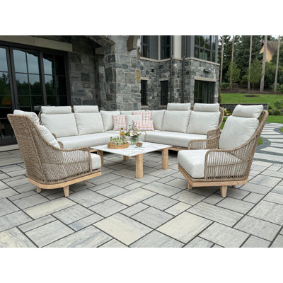 6-Piece Outdoor Sectional, Swivel Chair and Sintered Stone Coffee Table Set by Birch Lane