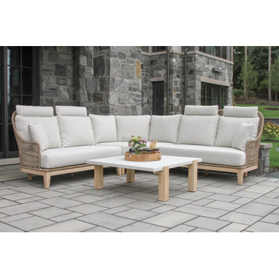 4-Piece Outdoor Sectional and Composite Coffee Table Set by Birch Lane