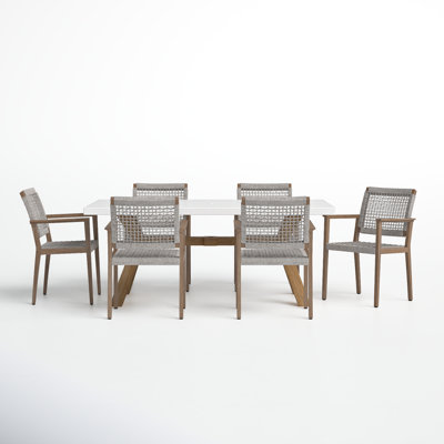 Fleur Rectangular 6 - Person Outdoor Dining Set by Birch Lane