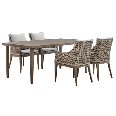 Grenada 5 Piece Gray Aluminum Outdoor Dining Set With Gray Fabric by Joss and Main