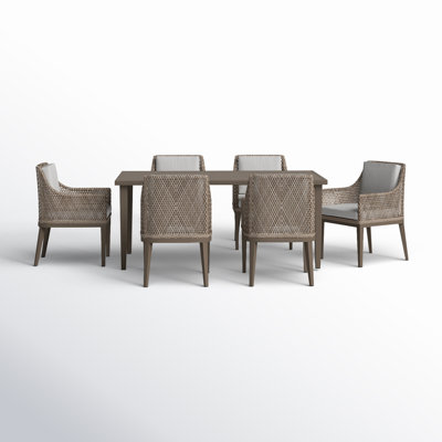 Grenada 7 Piece Grey Aluminum Outdoor Dining Set With Grey Fabric by Joss and Main