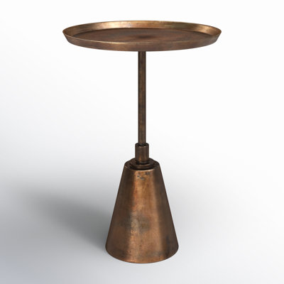 Ferri Round Aluminum Oil Brass Finished Pedestal Base End Table by Birch Lane
