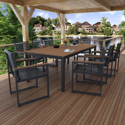 Townsend Outdoor Patio 8 Seat Rectangle Dining Table With Dining Chairs by Birch Lane