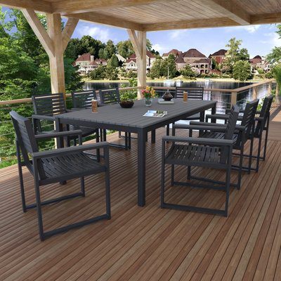 Townsend Outdoor Patio 8 Seat Rectangle Dining Table With Dining Chairs by Birch Lane