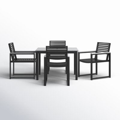 Townsend Outdoor Patio 4 Seat Square Dining Table With Dining Chairs by Birch Lane
