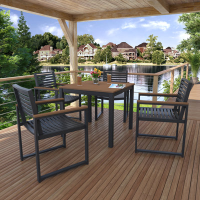 Townsend Outdoor Patio 4 Seat Square Dining Table With Dining Chairs by Birch Lane