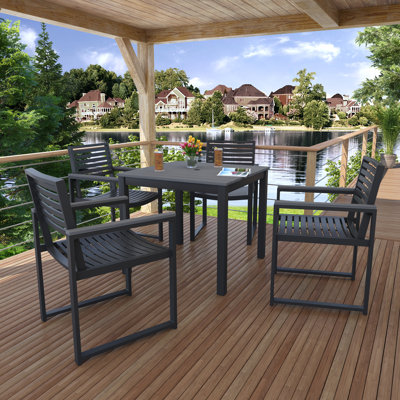 Townsend Outdoor Patio 4 Seat Square Dining Table With Dining Chairs by Birch Lane