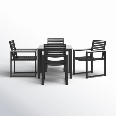 Townsend Outdoor Patio 4 Seat Square Dining Table With Dining Chairs by Birch Lane