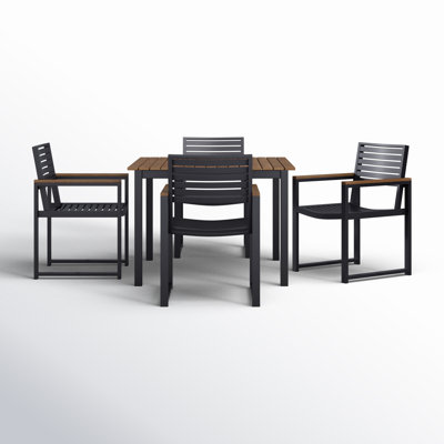 Townsend Outdoor Patio 4 Seat Square Dining Table With Dining Chairs by Birch Lane