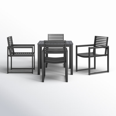 Townsend Outdoor Patio 4 Seat Square Dining Table With Dining Chairs by Birch Lane
