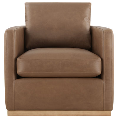 Bobbi Genuine Leather Swivel Armchair by Joss and Main