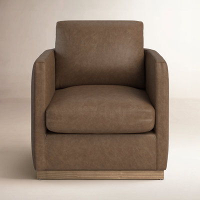 Bobbi Genuine Leather Swivel Armchair by Joss and Main