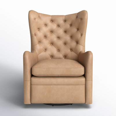 Waverly Upholstered Faux Leather Tufted Swivel Wingback Chair by Birch Lane