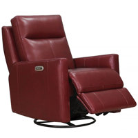 Ibis Power Headrest Top Grain Leather Swivel Glider Recliner by Birch Lane
