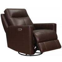Ibis Power Headrest Top Grain Leather Swivel Glider Recliner by Birch Lane