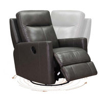 Ibis Top Grain Leather Manual Swivel Glider Recliner by Birch Lane