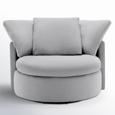 Bertice 46" Wide Upholstered Swivel Chair and a Half with Down Cushion by Lark Manor