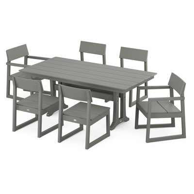 EDGE 7-Piece Farmhouse Trestle Dining Set by POLYWOOD
