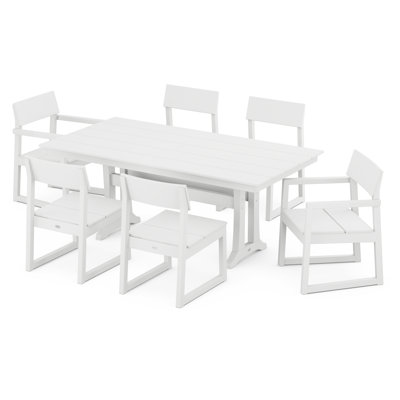EDGE 7-Piece Farmhouse Trestle Dining Set by POLYWOOD