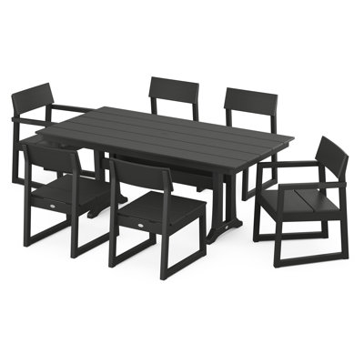 EDGE 7-Piece Farmhouse Trestle Dining Set by POLYWOOD