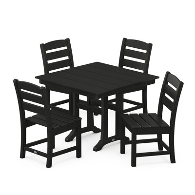 Lakeside 5-Piece Farmhouse Trestle Side Chair Dining Set by POLYWOOD