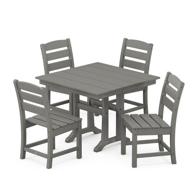 Lakeside 5-Piece Farmhouse Trestle Side Chair Dining Set by POLYWOOD