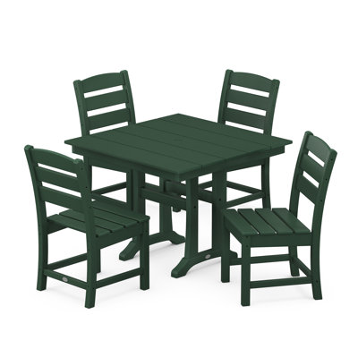 Lakeside 5-Piece Farmhouse Trestle Side Chair Dining Set by POLYWOOD