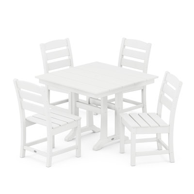 Lakeside 5-Piece Farmhouse Trestle Side Chair Dining Set by POLYWOOD