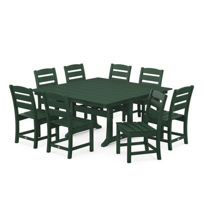 Lakeside 9-Piece Farmhouse Trestle Dining Set by POLYWOOD