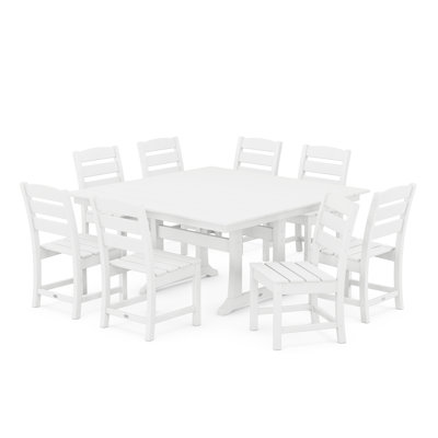 Lakeside 9-Piece Farmhouse Trestle Dining Set by POLYWOOD