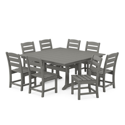 Lakeside 9-Piece Farmhouse Trestle Dining Set by POLYWOOD