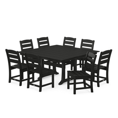 Lakeside 9-Piece Farmhouse Trestle Dining Set by POLYWOOD