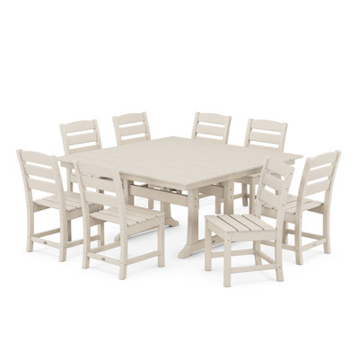 Lakeside 9-Piece Farmhouse Trestle Dining Set by POLYWOOD