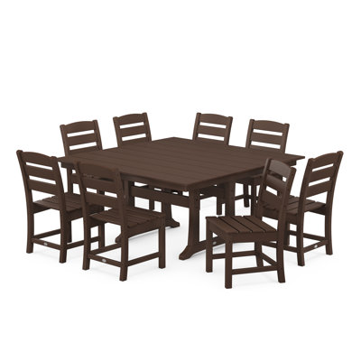 Lakeside 9-Piece Farmhouse Trestle Dining Set by POLYWOOD