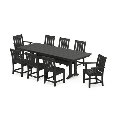 Oxford 9-Piece Farmhouse Dining Set with Trestle Legs by POLYWOOD