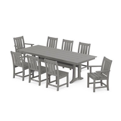 Oxford 9-Piece Farmhouse Dining Set with Trestle Legs by POLYWOOD