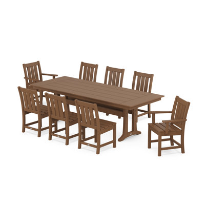 Oxford 9-Piece Farmhouse Dining Set with Trestle Legs by POLYWOOD