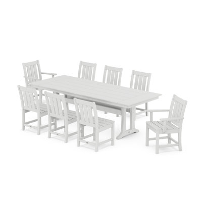 Oxford 9-Piece Farmhouse Dining Set with Trestle Legs by POLYWOOD