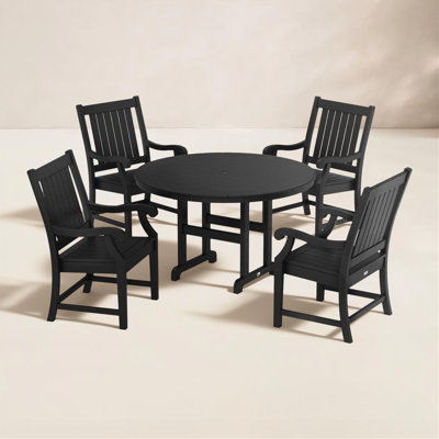 POLYWOOD x Birch Lane Verlyn 5-Piece Round Farmhouse Dining Set by Birch Lane