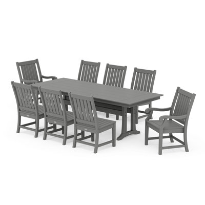 POLYWOOD x Birch Lane Verlyn 9-Piece Farmhouse Dining Set with Trestle Legs by Birch Lane