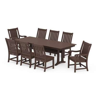 POLYWOOD x Birch Lane Verlyn 9-Piece Farmhouse Dining Set with Trestle Legs by Birch Lane