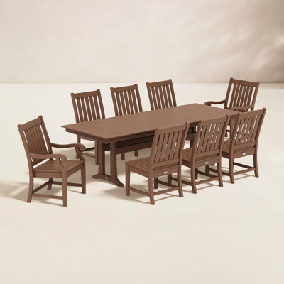 POLYWOOD x Birch Lane Verlyn 9-Piece Farmhouse Dining Set with Trestle Legs by Birch Lane