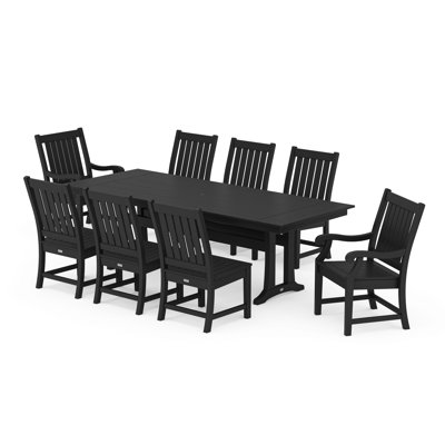 POLYWOOD x Birch Lane Verlyn 9-Piece Farmhouse Dining Set with Trestle Legs by Birch Lane