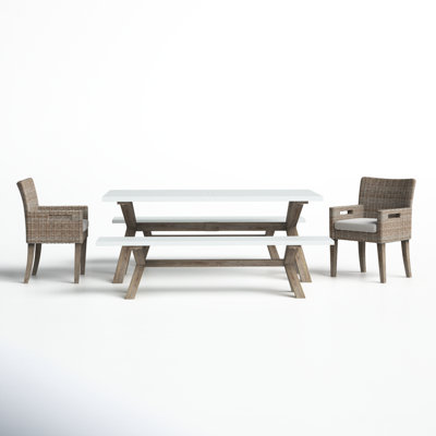 Fleur 74" Rectangular 8 - Person Dining Set with Cushions by Birch Lane