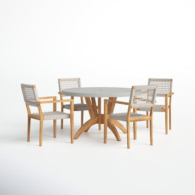 Justin 5 Pc. Teak And Nautical Rope Dining Set by Birch Lane