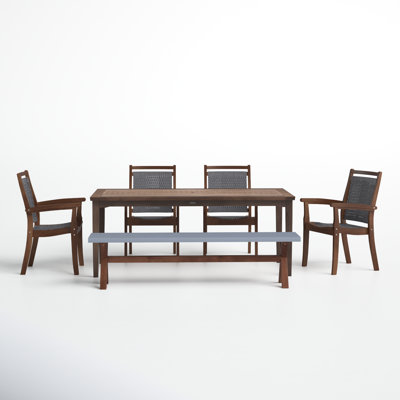 Fleur 6 Piece Eucalyptus Checkerboard Dining Set by Birch Lane