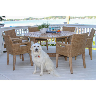 Fleur Round 6 - Person 63" Long Dining Set with Cushions by Birch Lane
