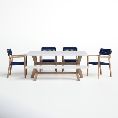 Fleur 74" Rectangular 7 - Person Dining Set by Birch Lane