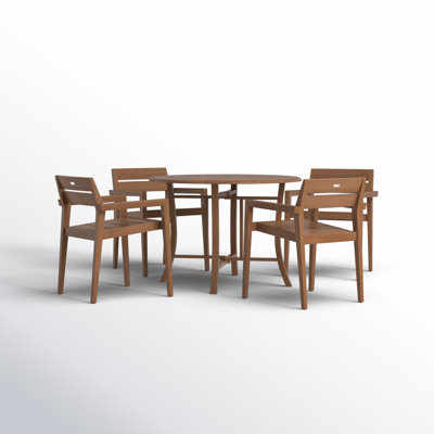 Fleur Round 4 - Person Dining Set by Birch Lane