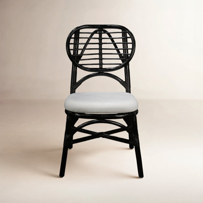Aileen Rattan Dining Chair - Black (Set of 2) by Birch Lane